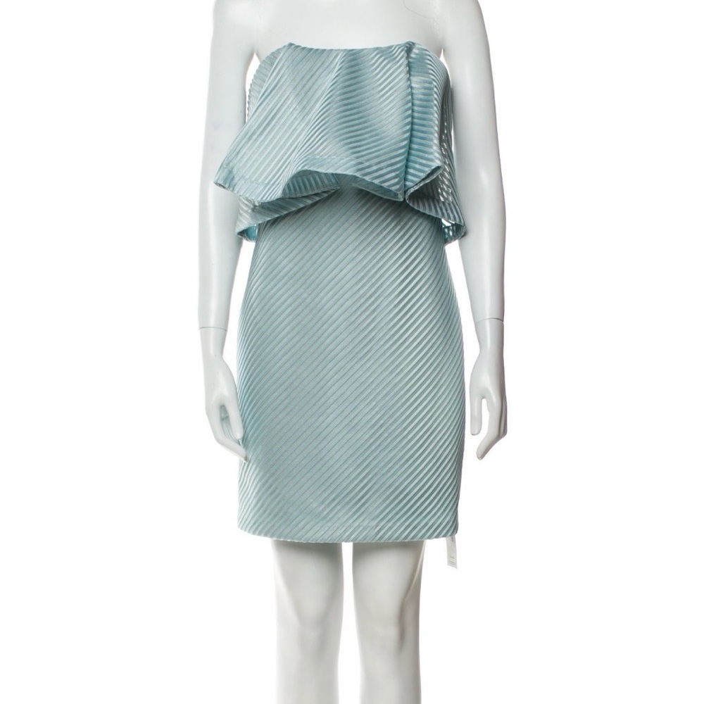 Halston Heritage Strapless Flounce Light Blue Dress in Dew Sz 8 New with Tags